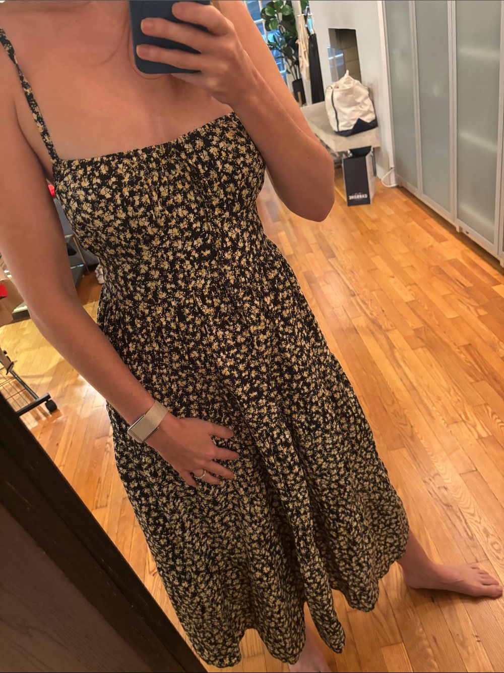 Faithfull the Brand women Black Floral Midi Sundress - size small